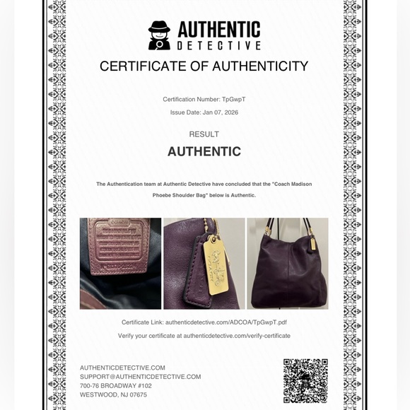 Coach (EUC) Madison Phoebe Shoulder Bag in Purple Pebbled Leather - Picture 17 of 17